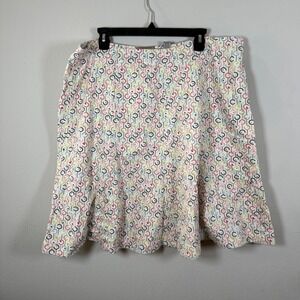 Live Relaxed Woman A Line Skirt Multi Color Circle Print Zip Fly Cotton